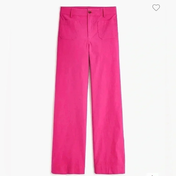 J Crew Pants Pink High Rise Wide Leg NWT Size 35 Tall Patch Pocket - Picture 1 of 10